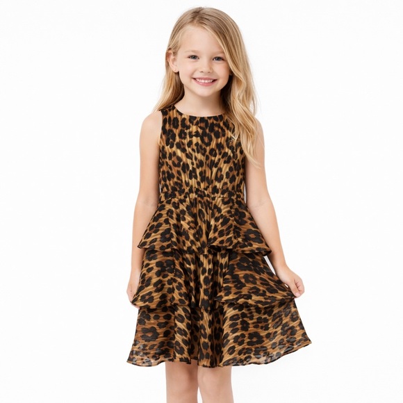 Milly Minis Other - Milly Minis Leopard Print Tiered Ruffle Dress Girls Size 7/8
